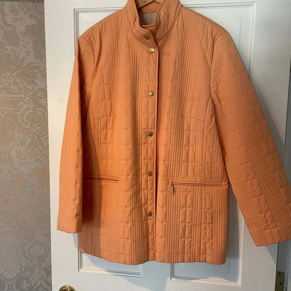 Women's Peach Quilted Jacket Basler 42 12 xl Barn Coat - Picture 7 of 11